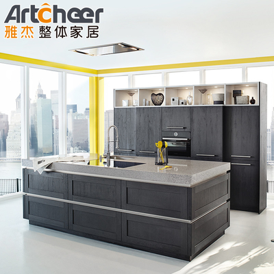 acheter Armoire de cuisine en bois massif classique de style américain en gris et blanc fabrication en ligne