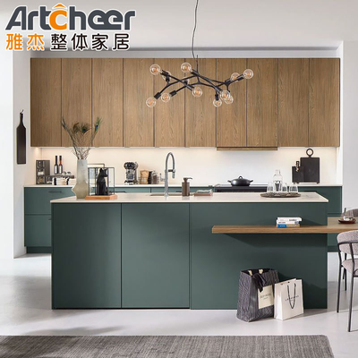 acheter Conception panneau de porte en bois massif Armoires de cuisine avec comptoir à demi-nose stratifié fabrication en ligne