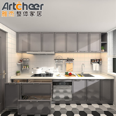 acheter Armoire de cuisine en bois massif moderne et élégant avec bordure de bureau bullnose stratifiée fabrication en ligne