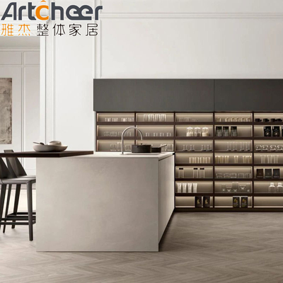acheter Armoire de cuisine à porte en bois laqué à haute brillance en forme de U avec une carcasse en contreplaqué durable fabrication en ligne