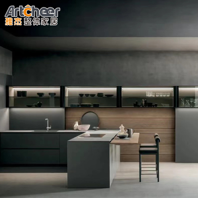 acheter Armoire de cuisine en bois de style moderne durable avec table à manger en forme de L fabrication en ligne