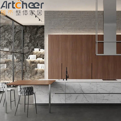 acheter Armoire de cuisine en contreplaqué acrylique porte avec cadre en aluminium et plateau de table en pierre sintrée fabrication en ligne