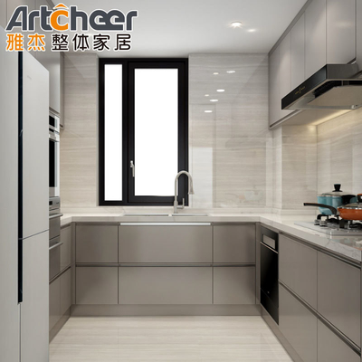acheter Armoire de cuisine de couleur grise blanche moderne avec finition matte et conception murale fabrication en ligne