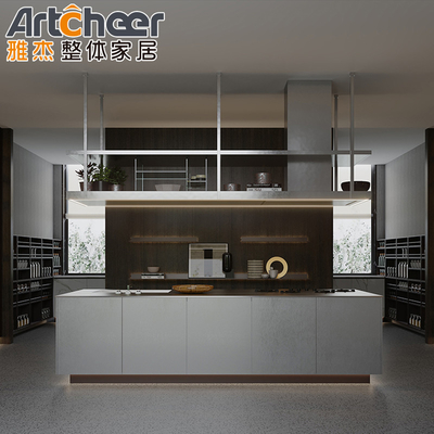 acheter Armoire de cuisine en bois massif moderne avec île de luxe et ensemble de meubles de taille personnalisée fabrication en ligne