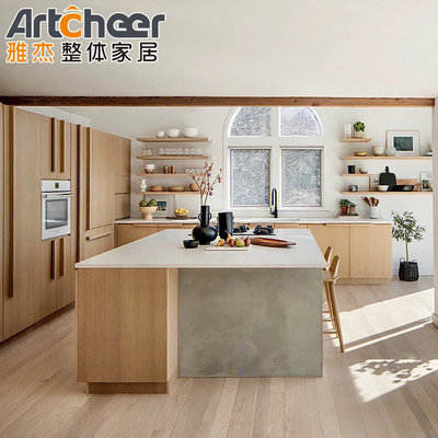 acheter Unités de cuisine à haute luminosité contemporaine Armoires de bois de noyer américain Armoire de placage fabrication en ligne