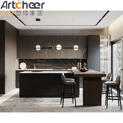 acheter Armoire de cuisine de design d'île avec cadre en bois massif de couleur personnalisée finition laque fabrication en ligne