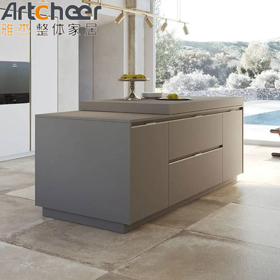 acheter Carton de tiroir et table d'île Matériau de qualité E0 Armoire de cuisine sur mesure avec cadre en acier fabrication en ligne