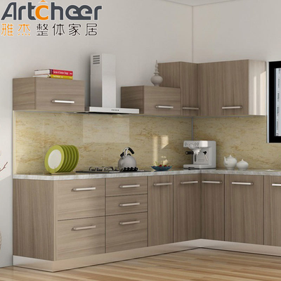 acheter Armoires de cuisine modernes en forme de L en laque blanche brillante avec portes en bois massif fabrication en ligne