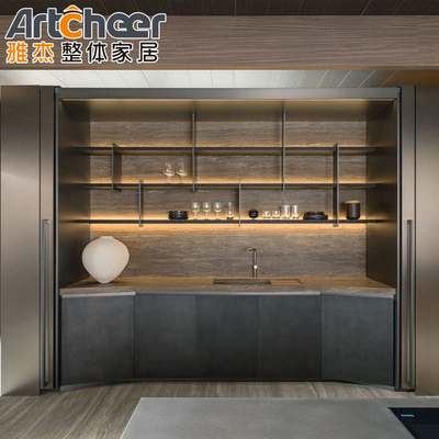 acheter Des îles personnalisées et des portes de bureau en bois Armoire de cuisine en mélamine avec un design moderne fabrication en ligne