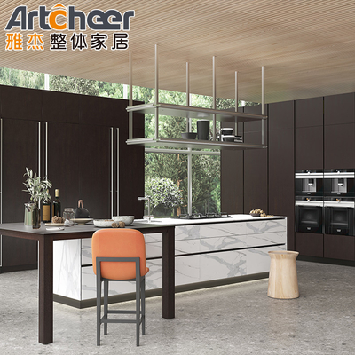 acheter Armoire de cuisine en acier inoxydable moderne et élégant en MDF blanc avec backsplash et île fabrication en ligne