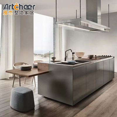 acheter Design minimaliste italien Main de dessus en pierre Main de cuisine en bois massif Armoires de cuisine de base Armoires de porte fabrication en ligne