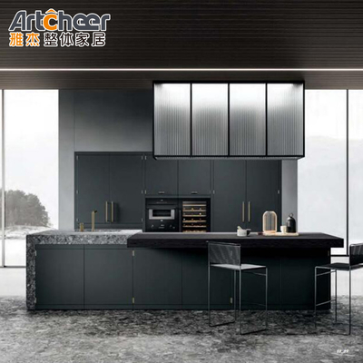 acheter Armoire de cuisine en bois massif de taille personnalisée avec conteneur de déchets et conception modulaire fabrication en ligne