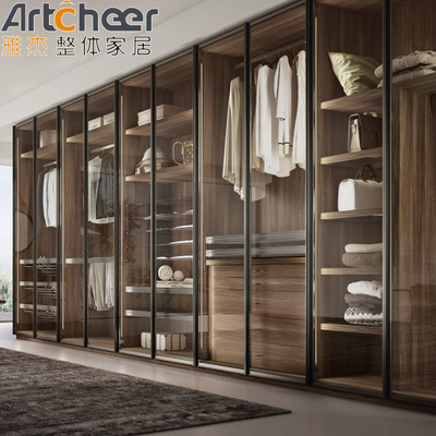acheter Design de chambre à coucher Entrez dans le placard avec un design moderne et une porte en verre en aluminium fabrication en ligne