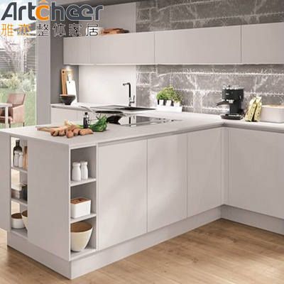 acheter Taille personnalisée Finition brillante Armoires de cuisine en érable avec table à manger moderne de l'île en métal fabrication en ligne