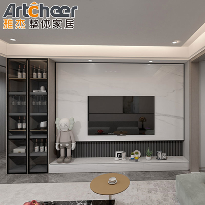 acheter Taille personnalisée Design moderne Unité murale de support de télévision en bois de 85 pouces pour meubles de salon fabrication en ligne