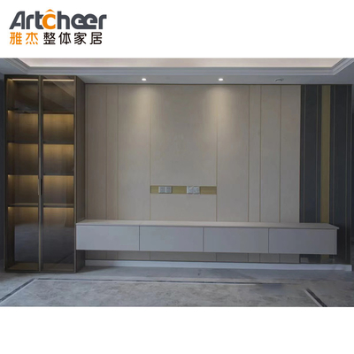 acheter Armoire murale de télévision réglable de style scandinave moderne avec porte en verre et porte-verre fabrication en ligne