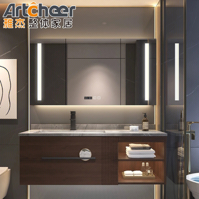 acheter Unités de vanité de salle de bain rectangulaire imperméable à l' eau / armoire avec évier et armoire latérale fabrication en ligne