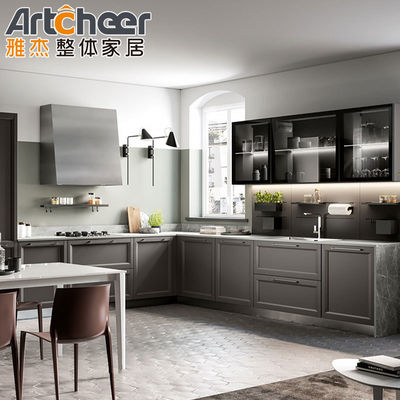 Meubles de cuisine en bois massif Armoire de rangement conception modulaire avec armoire murale modèle