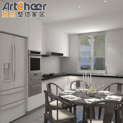 Armoires de cuisine en bois massif préfabriquées durables avec comptoir à bord biselé