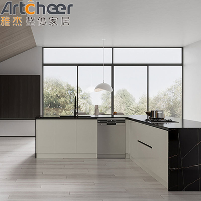 Armoire de cuisine personnalisée pour la maison mobile en forme de L