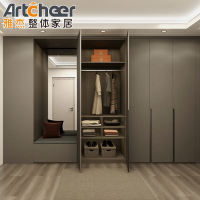 Chambre à coucher moderne minimaliste en bois Armoire à clôture à charnière Armoire de 2 portes de style nordique haut de gamme