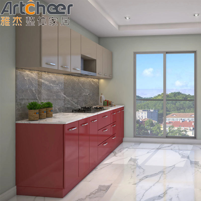 Meubles en contreplaqué Durable Grey Glossy Armoire de cuisine avec finition en laque